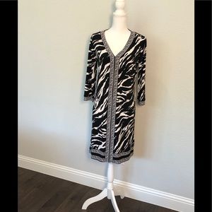 Dana Buchman | B&W Zebra Jersey, Tunic Dress S